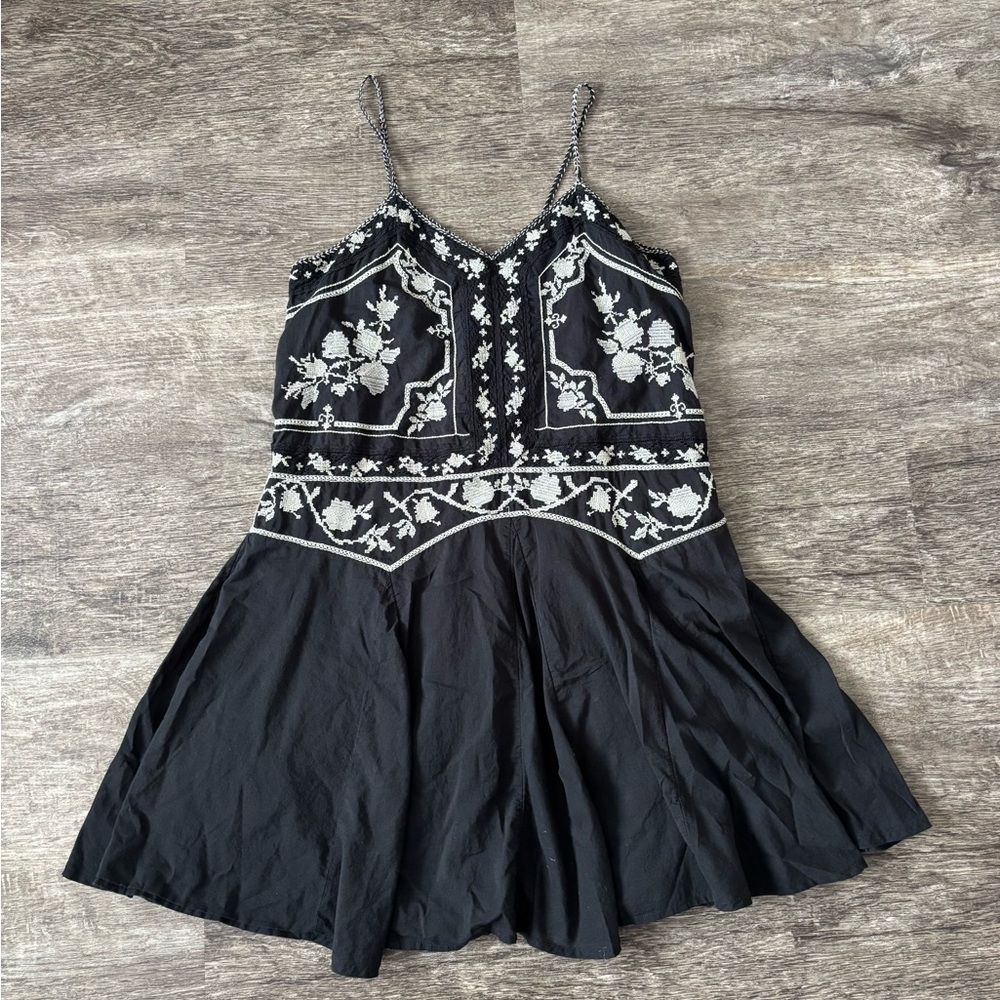 Black Floral Embroidered Lucky Brand Dress